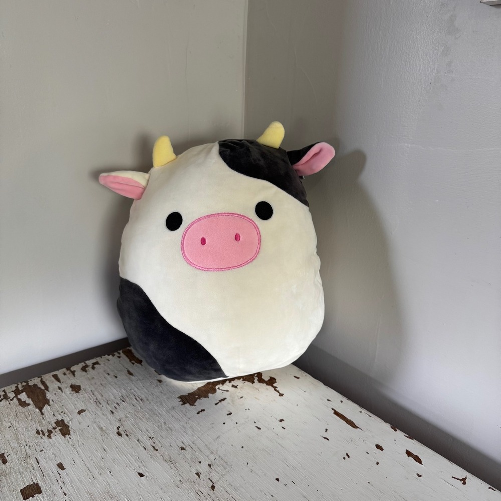 Squishmallows Connor The Cow Plush 11" Black and White Stuffed Animal Pillow Toy